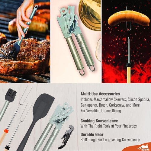 BOMKI Grilling & Camping Cookware - BBQ & Camp Cooking Set, Green Pro