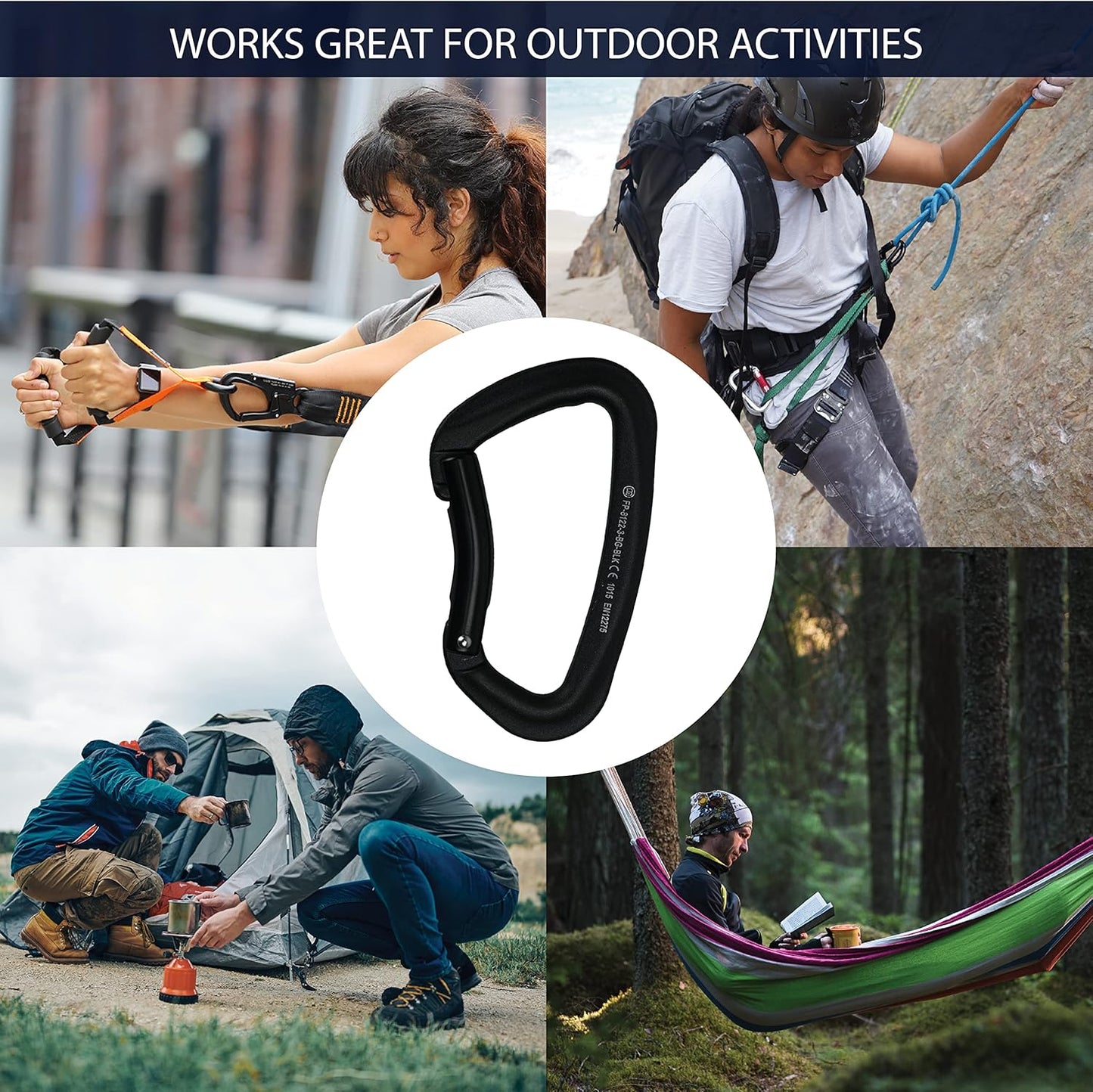 FUSION Climb Vapor III Military Tactical Matte Edition Aluminum Straight Gate Key Nose Modified D Carabiner Black, Hunting Carabiner (FP-8122-3ST-BLK)