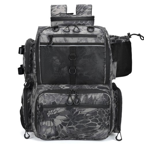 Rabjen Fishing Tackle Backpack with Rod Holders, Bottle Holder, Storage Bag Store Fishing Gear