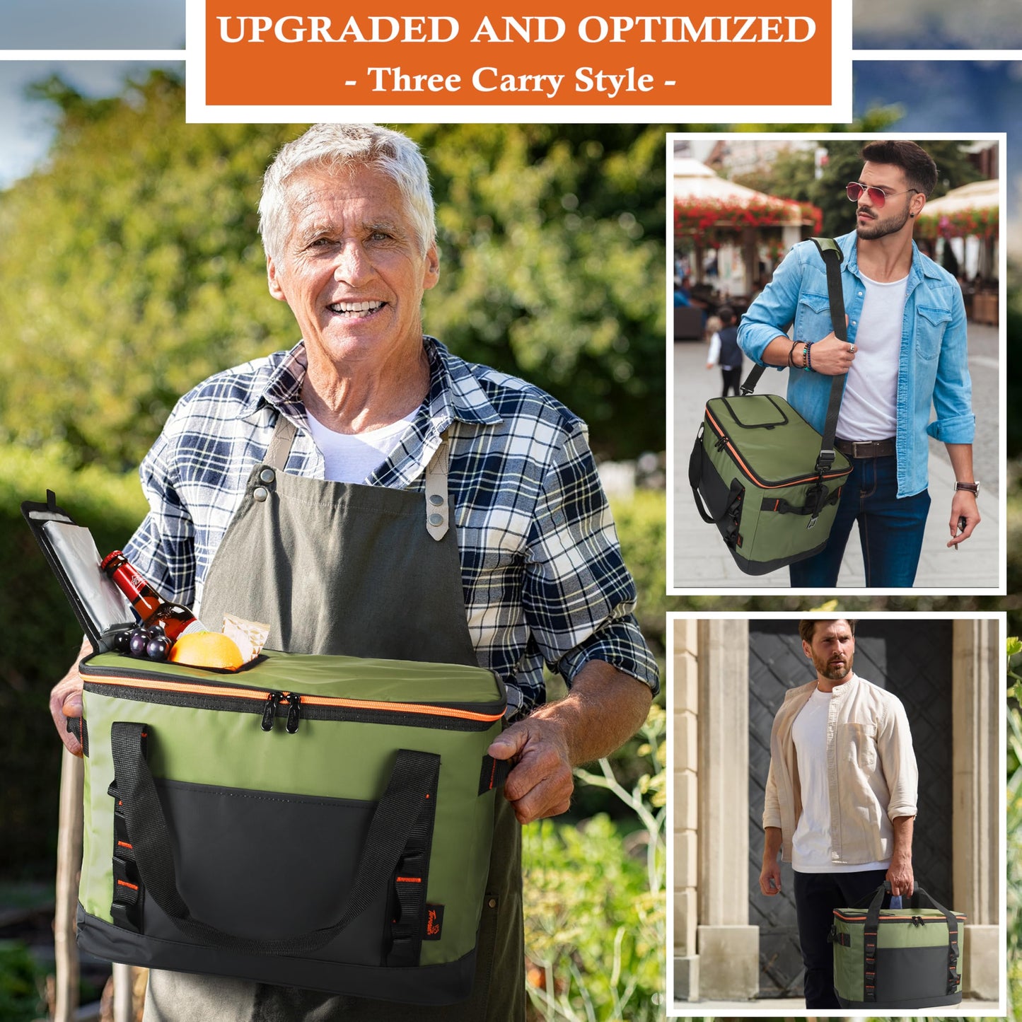 48 Cans Beach Cooler Bags, Large Collapsible Leakproof Soft Camping Coolers, Portable Insulated Beach Cooler Bags with Heavy-Duty Handles for Picnic, Beach, Camping