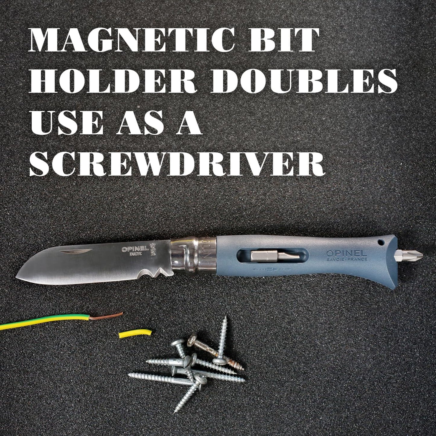 Opinel No.09 DIY - Stainless Steel Folding Pocket Knife and Multi-Tool, Wire Stripper, Screwdriver, Made in France