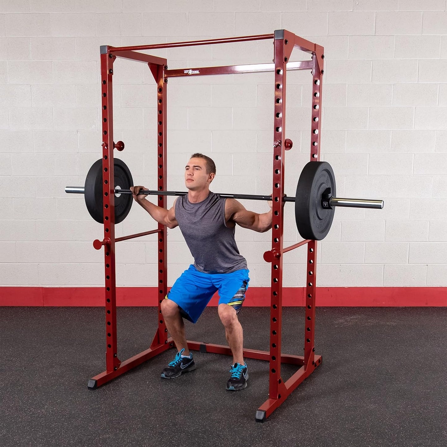 Best Fitness Power Rack - 14-Gauge Steel Home Gym with 500lb Capacity, Chin Bar, 23 Adjustable Safety Bars, Optional LAT & Dip Attachments, Midnight Black