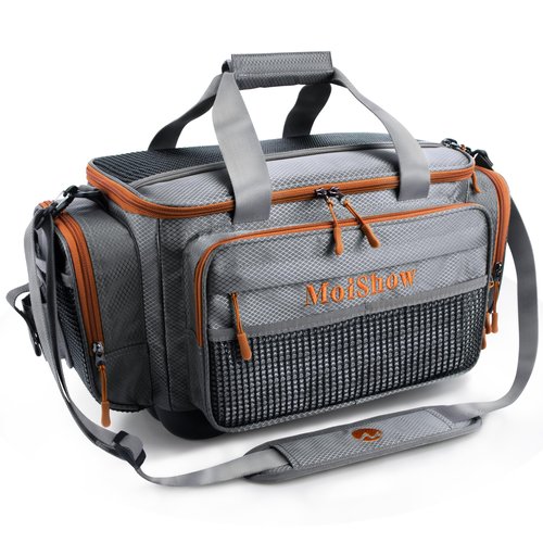MoiShow Fishing Tackle Box Bag - Fishing Bags for Saltwater or Freshwater (#Grey) Fishing Tackle Bags - Padded Shoulder Strap - Tackle Bag for 3600 3700 Tackle Box