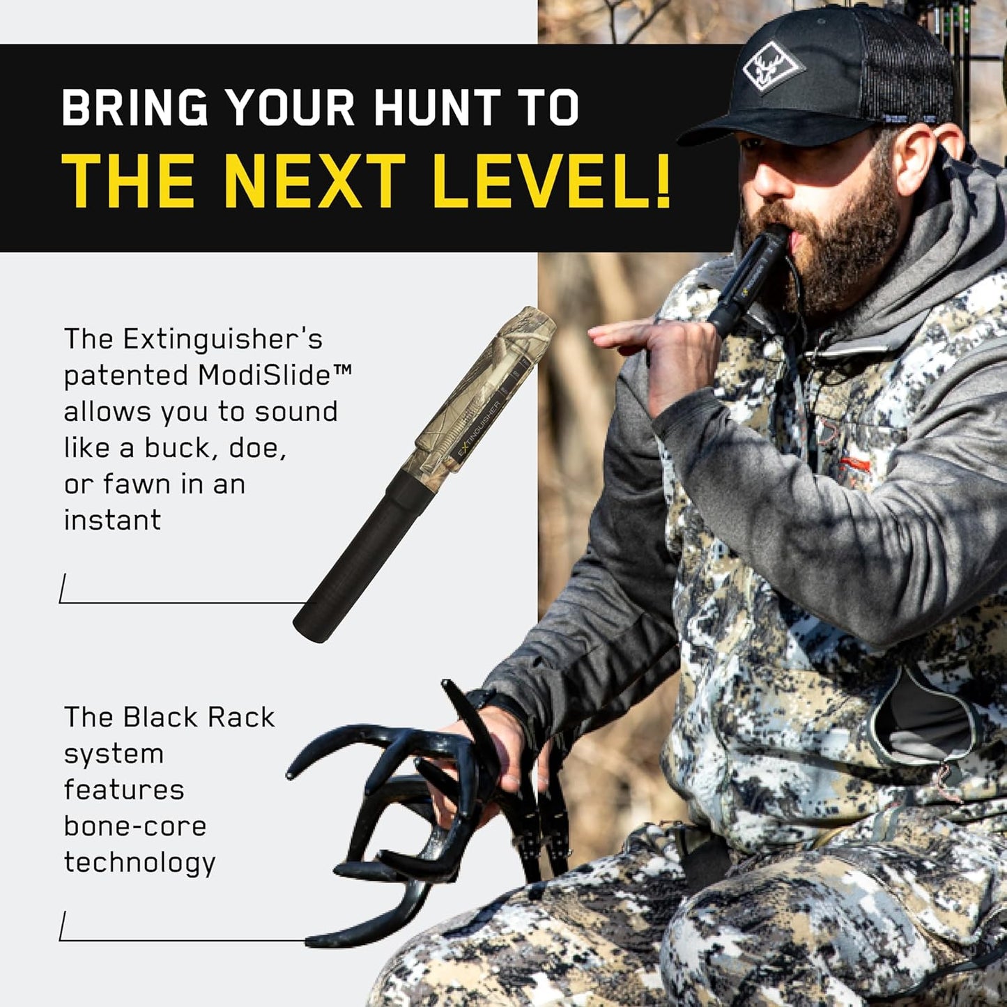 Illusion Systems Extinguisher Deer Call and Black Rack Rattling System - Patented Modislide and Bone-Core Technology - NAHC Approved - Deer Hunting Accessories and Equipment