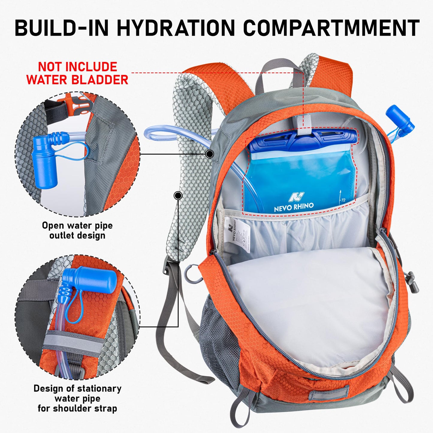 N NEVO RHINO Hiking Backpack 20L Water Resistant Outdoor Day Pack,Lightweight Travel Small Backpack for Men Women