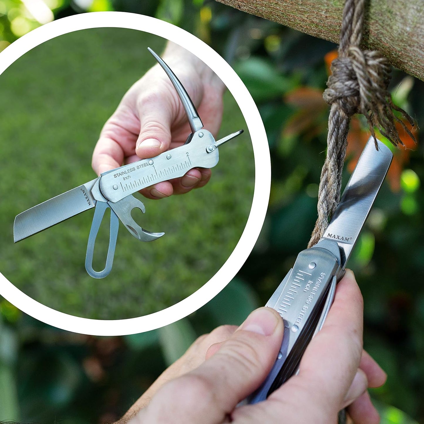 Maxam 3 3/4 Inch Sailor's Tool, a Powerful Multi-Use Sailor Knife Ideal for Boating, Fishing, Camping or Outdoor Activity, Silver