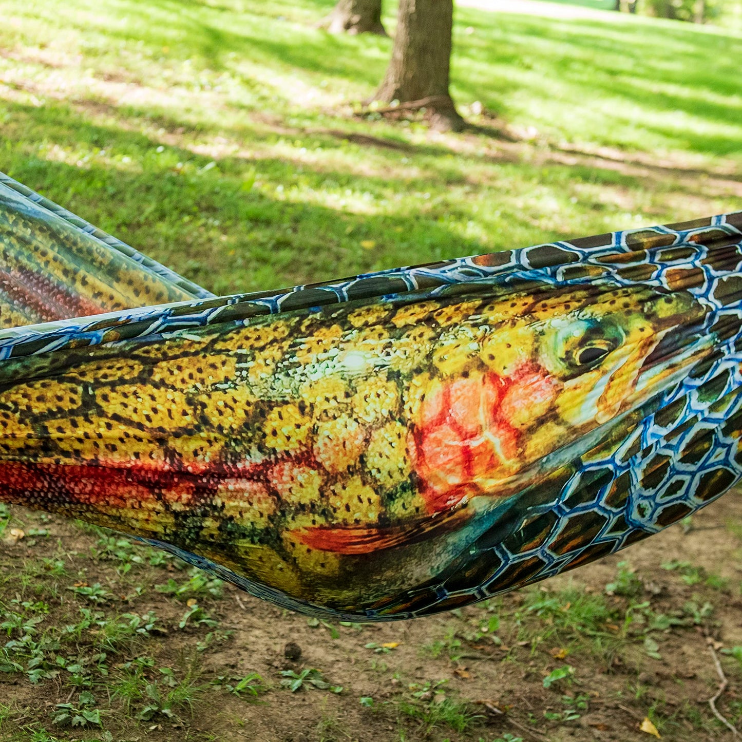 Equip Outdoors Portable Camping Hammock, Hanging Kit Included, One Person Photo Real Hammock, Trout, 108" L X 56" W