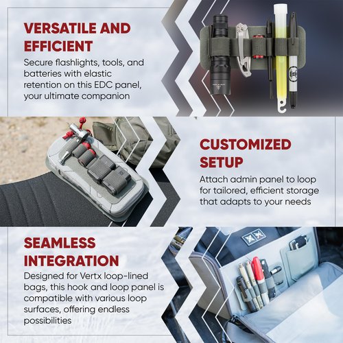 Vertx MAK Band Split – Modular Tactigami Kit Organizer Panel for Flashlights, Tools & Pens, Hook-and-Loop Attachment