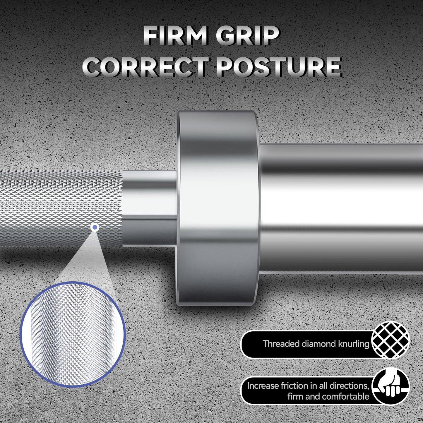 7FT Olympic Barbell, 1500lbs Capacity Weight Bar For Weightlifting and Powerlifting 45lb, Weight Bar Fit 2” Standard Weights