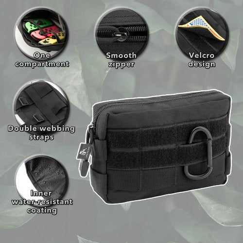 Little Fire Craft Tactical Molle Pouch Waist Pack Military EDC Pouch Accessories Organizer for Camping Hiking (Black)