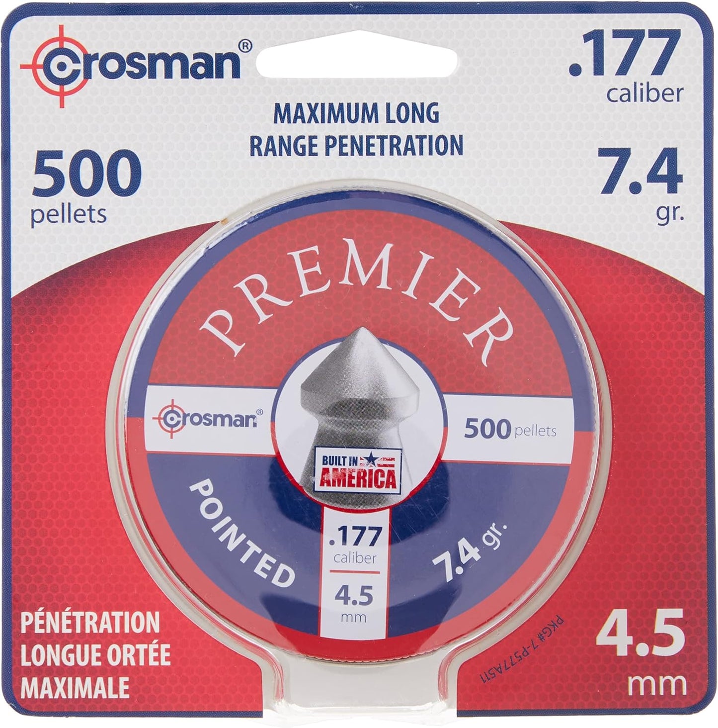 Crosman 7-P577 Pointed .177-Caliber Pellets, Lead(500-Count)