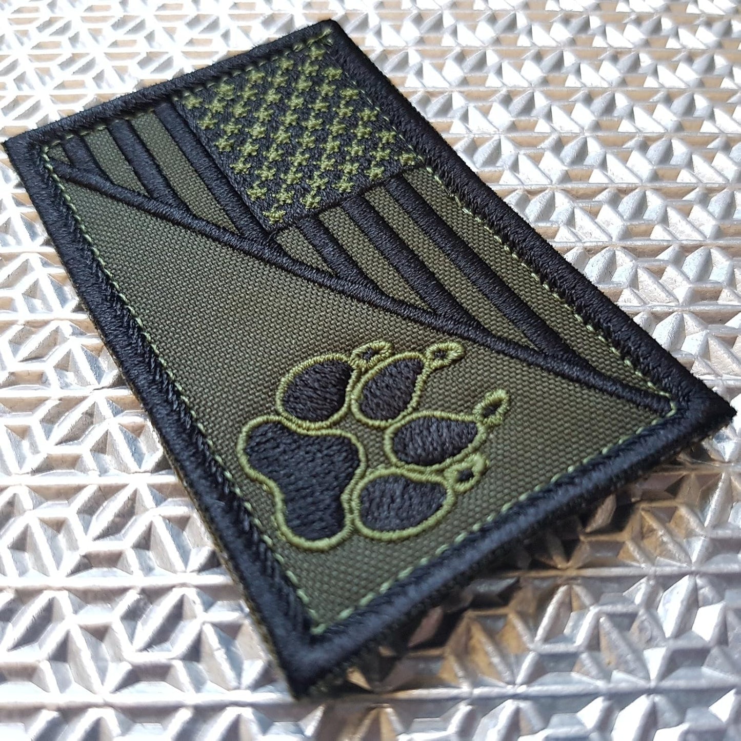 OD Green USA American Flag K-9 Dog Handler Morale Tactical Embroidery Hook Patch