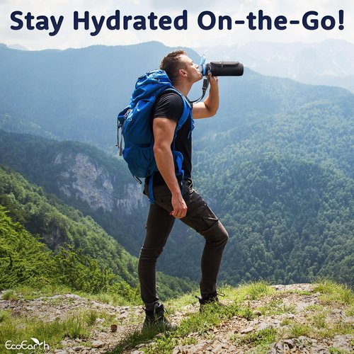EcoEarth - Water Bottle Carrier Bag - Bottle Pouch Holder - Adjustable Shoulder Sling Strap & 2 Convenient Pockets - Hydration Solution for Hiking, Running, Walking & Everyday Adventures