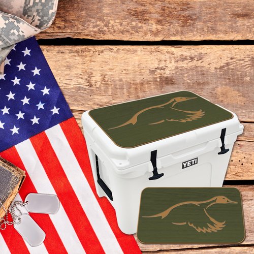 USATuff SeaDek EVA Mat Cooler Pad fits YETI 35 Tundra | Peel & Stick Application | Non Slip Comfort Accessories - Duck Solo Hunting Outdoorsman (OliveGreen-Mocha)