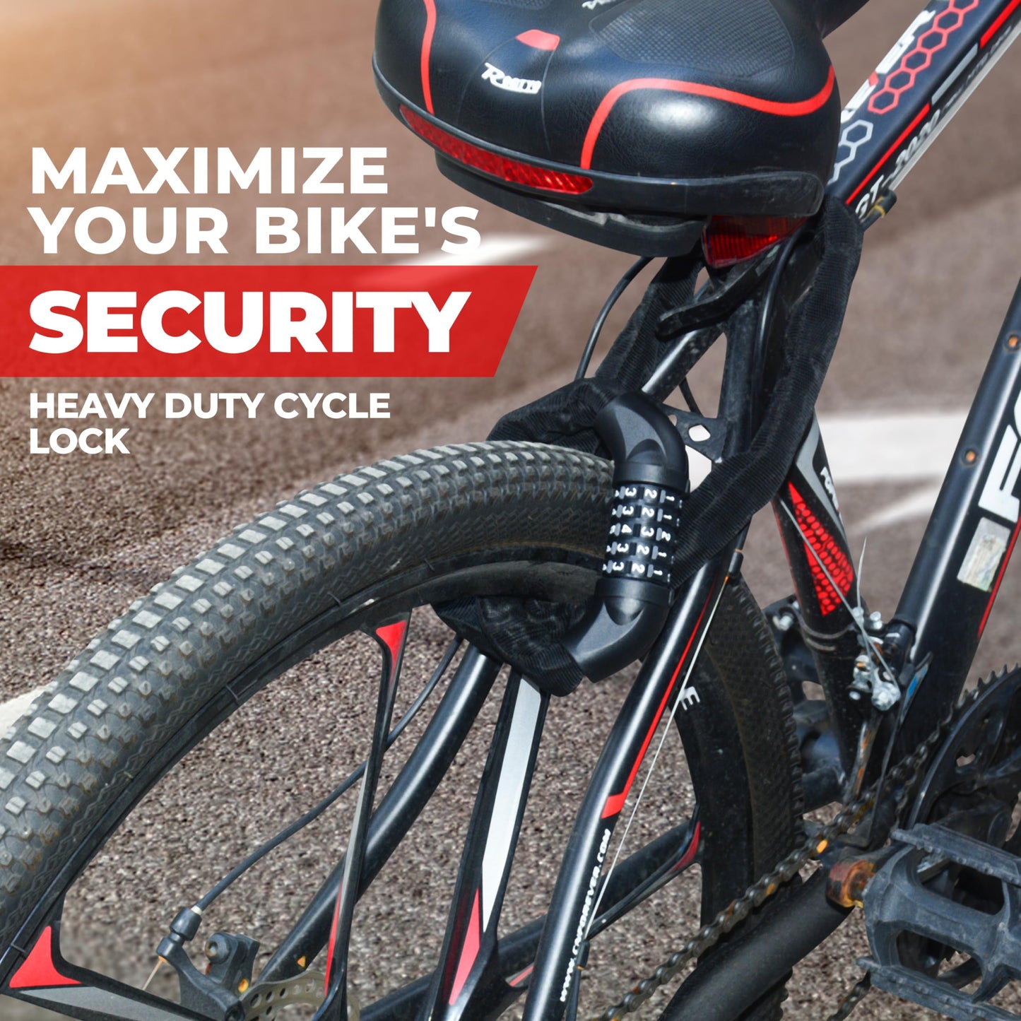 Pro-Bike Tool Bike Locks - 35.4-Inch - Heavy Duty Anti Theft Bicycle Lock - 5-Digit Code Keyless Combination - Weatherproof & Friction Proof - Universal Fit for Road, Mountain, Electric & BMX Bikes