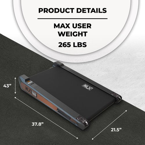 NLX Y8000 Treadmill - Under-Desk Treadmill Perfect for Home or Office Use, Walking or Running Treadmill with Adjustable Incline, 260 lbs Max User Capacity - by NLX Brand