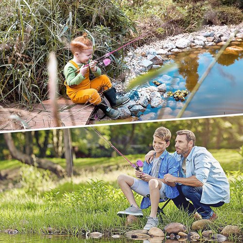 Milerong Kids Fishing Rod, Kids Toys Fishing Pole Portable Telescopic Fishing Rod and Reel Combo Kit for Boys, Girls, Youth - with Spincast Fishing Reel, Fish Tackles, Lures, Fish Lines [Pink]
