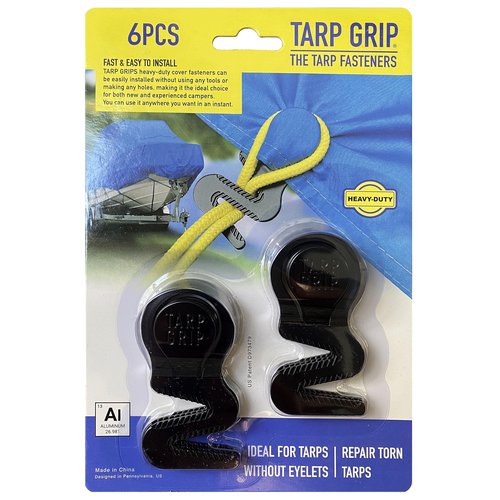 Tarp Grip Fasteners Heavy Duty Tarp Grip Tent Pool Cover with 6Pcs Set for Car/Truck Cover Camping Tent Swimming Pool Canvas Covers Black