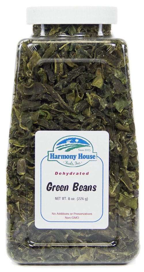 Harmony House Foods Dried Green Beans, cut (8 oz, Quart Size Jar) for Cooking, Camping, Emergency Supply, and More