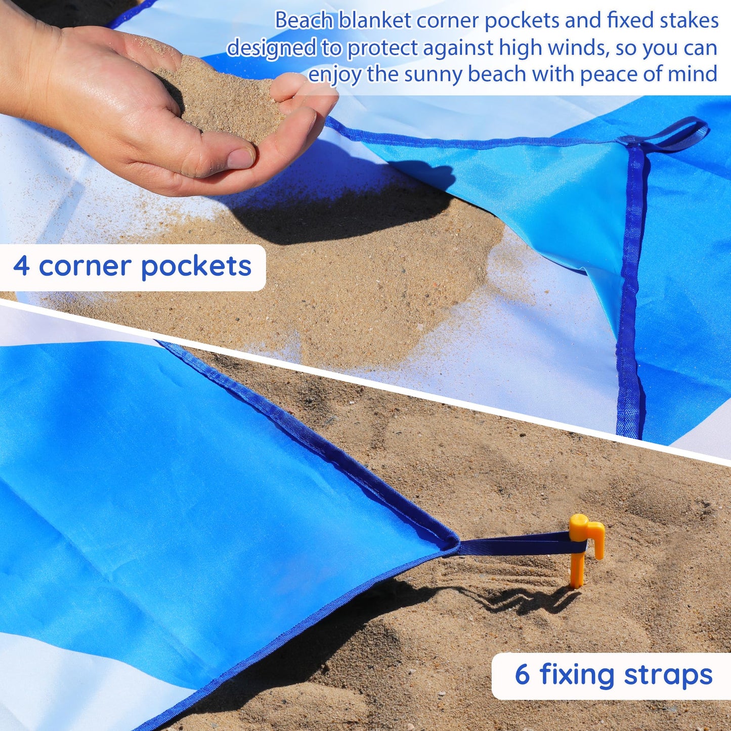 aoole Beach Blanket Sandproof, Extra Large Beach Mat 80"*118" for 1-8 Persons, Waterproof Outdoor Picnic Blankets, Lightweight Beach Essentials for Camping, Traveling, Hiking (Dark Blue, 80"*118")