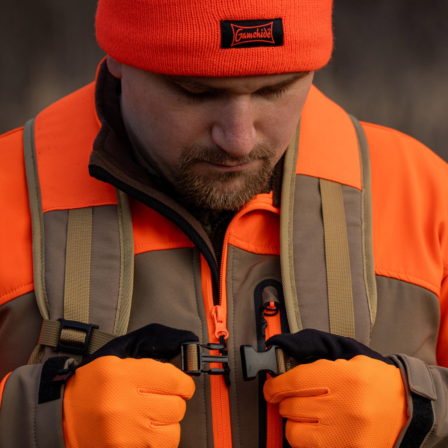 Gamehide Mens Upland Game Bird Hunting Strap Vest Fully Adjusble With Orange Tipping