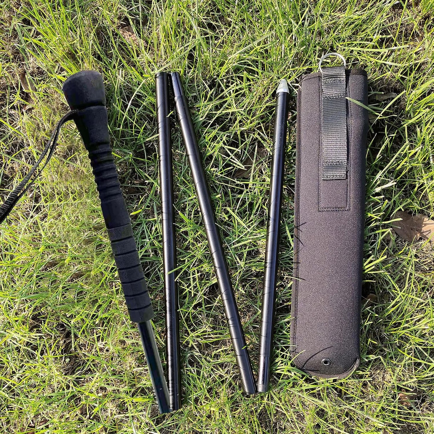 Aventik Fold-able Wading Staff Water Depth Safety Warning Sign Coated Stainless Steel Core T7075 Aluminum Body Corrosion Resistance