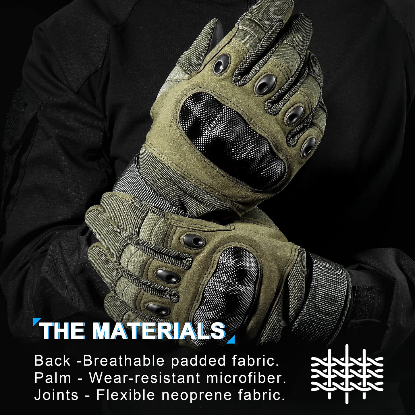 MVPTOO Touchscreen Padded Palm Gloves for Men Green Large