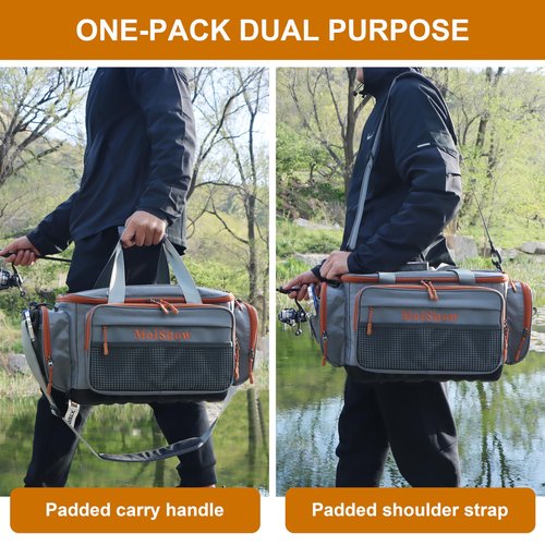 MoiShow Fishing Tackle Box Bag - Fishing Bags for Saltwater or Freshwater (#Grey) Fishing Tackle Bags - Padded Shoulder Strap - Tackle Bag for 3600 3700 Tackle Box
