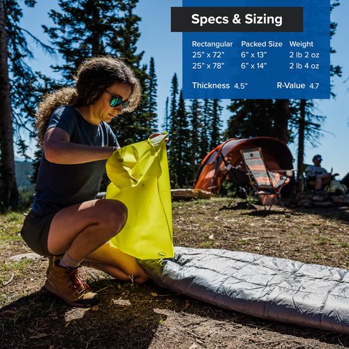 Big Agnes Circle Back Insulated Sleeping Pad - Sustainable & Recyclable 3-Season Air Pad with Removable Cover, 3-Season Camping & Backpacking - Wide Long (25x78)