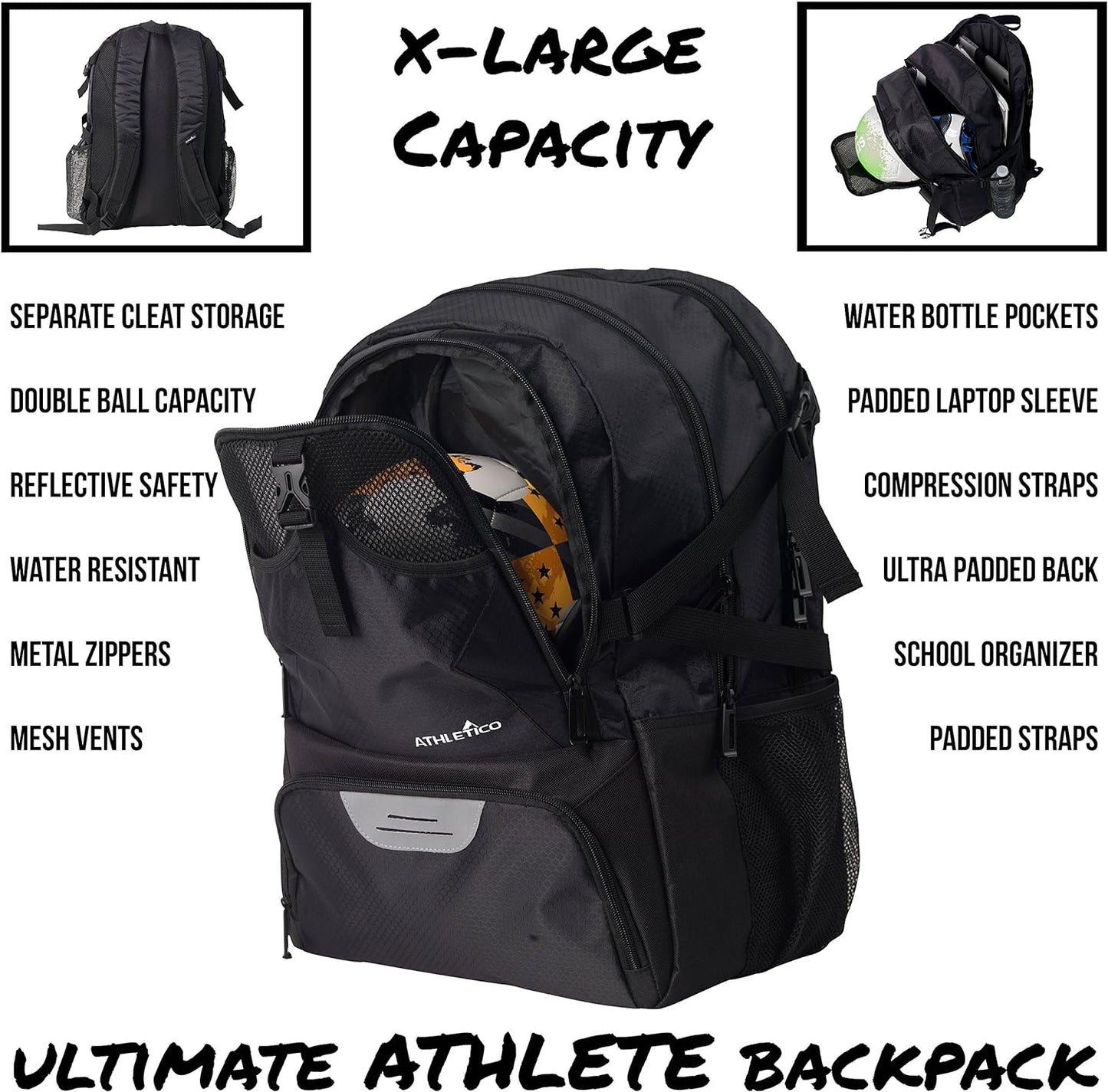 Athletico National Soccer Bag - Backpack for Soccer, Basketball & Football Includes Separate Cleat and Ball Holder