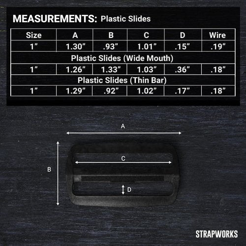 Black Plastic Tri-Glide Slide – for Bag Straps, Rifle Slings, Dog Collars - 1 Inch