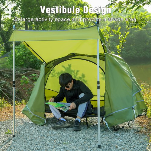 REDCAMP Multifuncational Cot Tent for 1 Person, Folding Camping Tent cot for Adult, Portable Elevated Tent Off The Ground Tent, 76x28x39.5in
