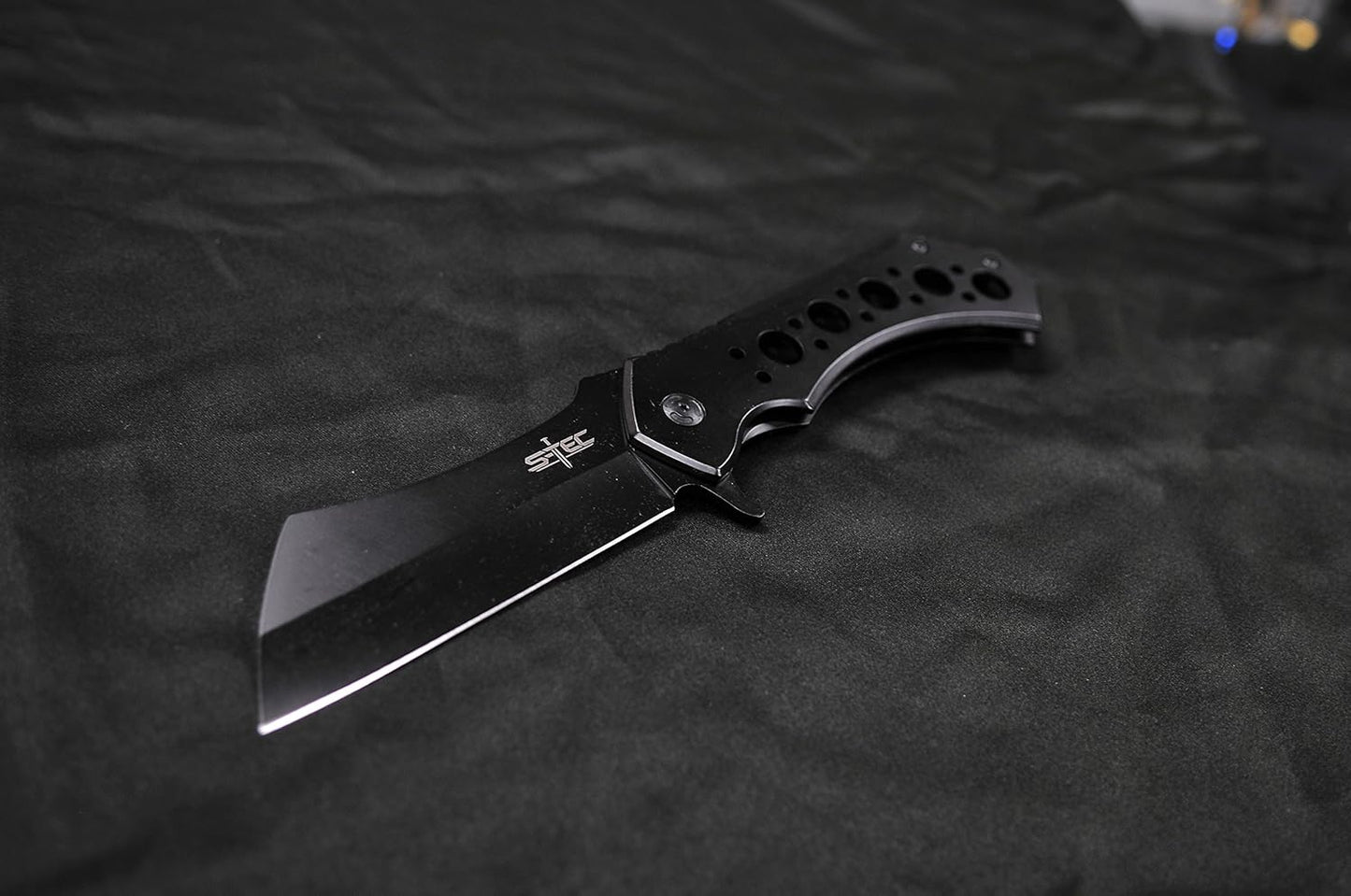 S-TEC 12-inch Rugged Chef Field Tactical Folding Cleaver (Stonewashed)