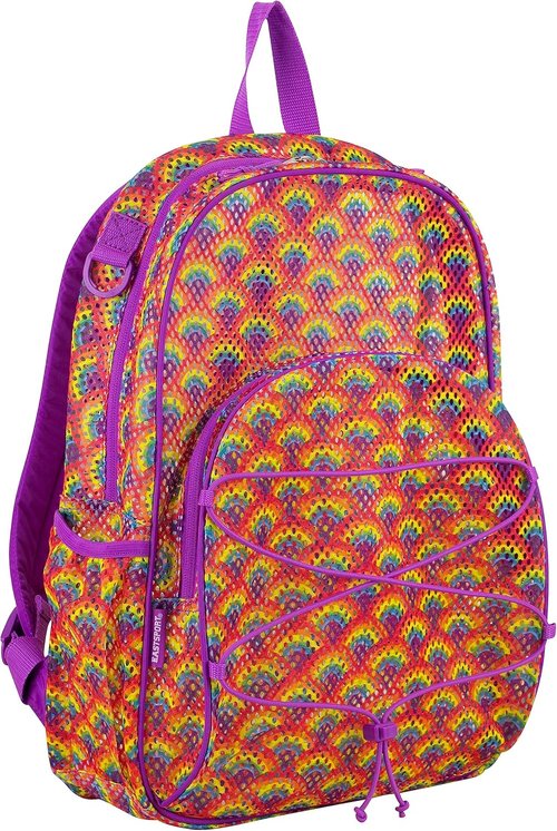 Lightweight Mesh Beach Backpack - See-Through Travel Bag for College, Swim & Gym - Black
