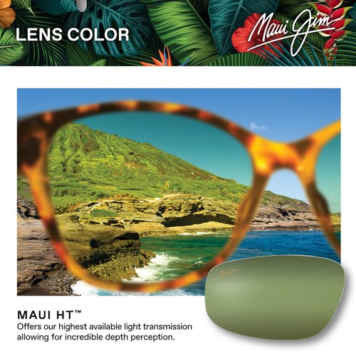 Maui Jim Kapii Polarized Square Sunglasses, Matte Dark Havana/Maui Htpolarized, Large