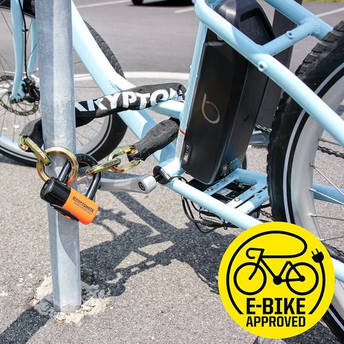 Kryptonite New York 1275 Cinch Ring Bike Chain Lock, 2.5 Feet Long Heavy Duty Anti-Theft Sold Secure Gold Motorcycle Lock with Evolution Disc Lock and Keys for Ultimate Security E-Bike, Scooter