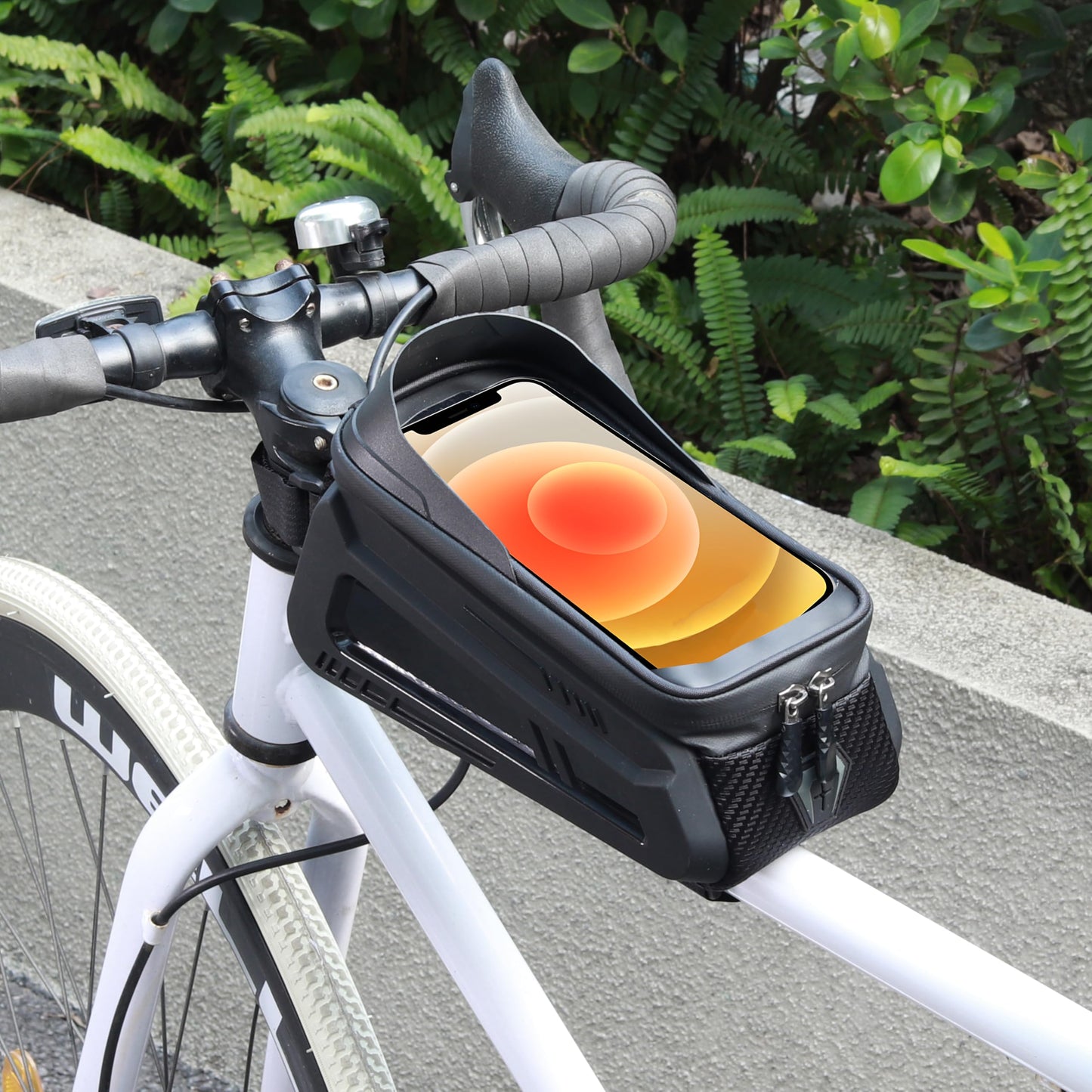 EYPINS Waterproof Bike Phone Bag - Bike/Bicycle Frame Bag for Phones Under 7.2", Bike Phone Holder/Mount, Top Tube Bike Bag with High Sensitivity TPU Touch-Screen, EVA Hard Case, Rain Cover