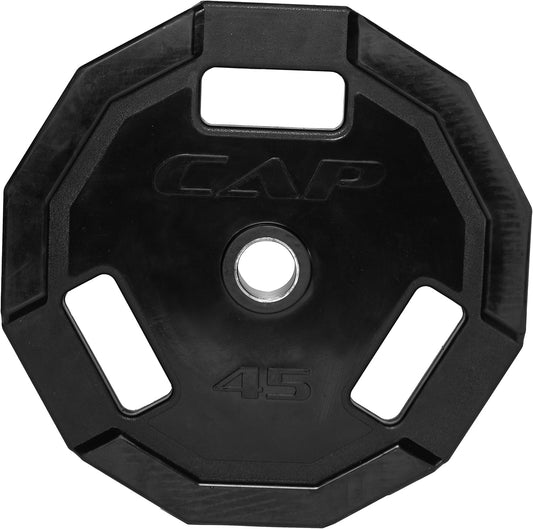CAP Barbell 12-Sided Rubber Olympic Grip Weight Plates, Black | Multiple Sizes
