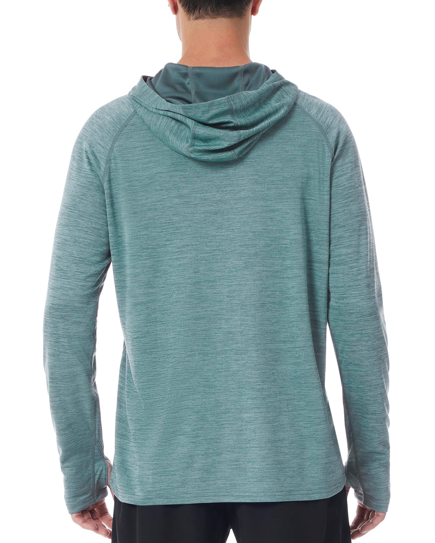 Roadbox Mens UPF 50+ Sun Hoodie, Long Sleeve UV Protection Lightweight Athletic Rash Guard Shirt for Outdoor Fishing Hiking Grey Green