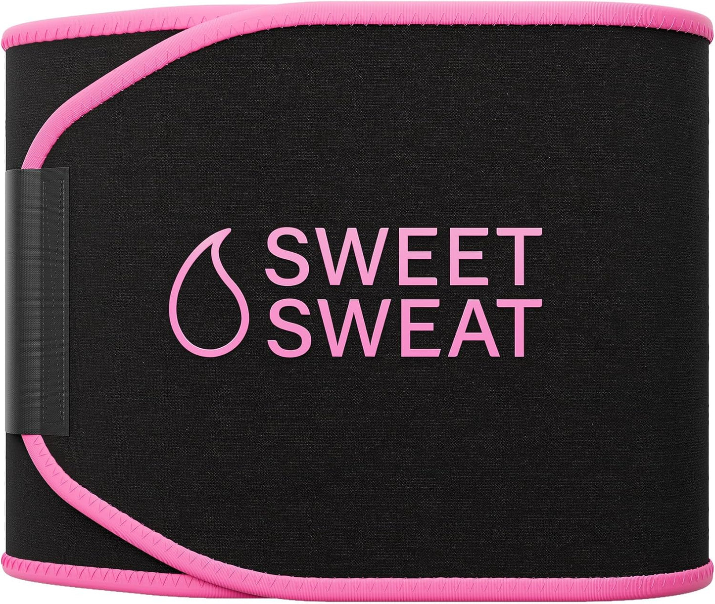 Sweet Sweat Waist Trimmer for High-Intensity Training - Adjustable Sweat Band for Men & Women, Black/Pink