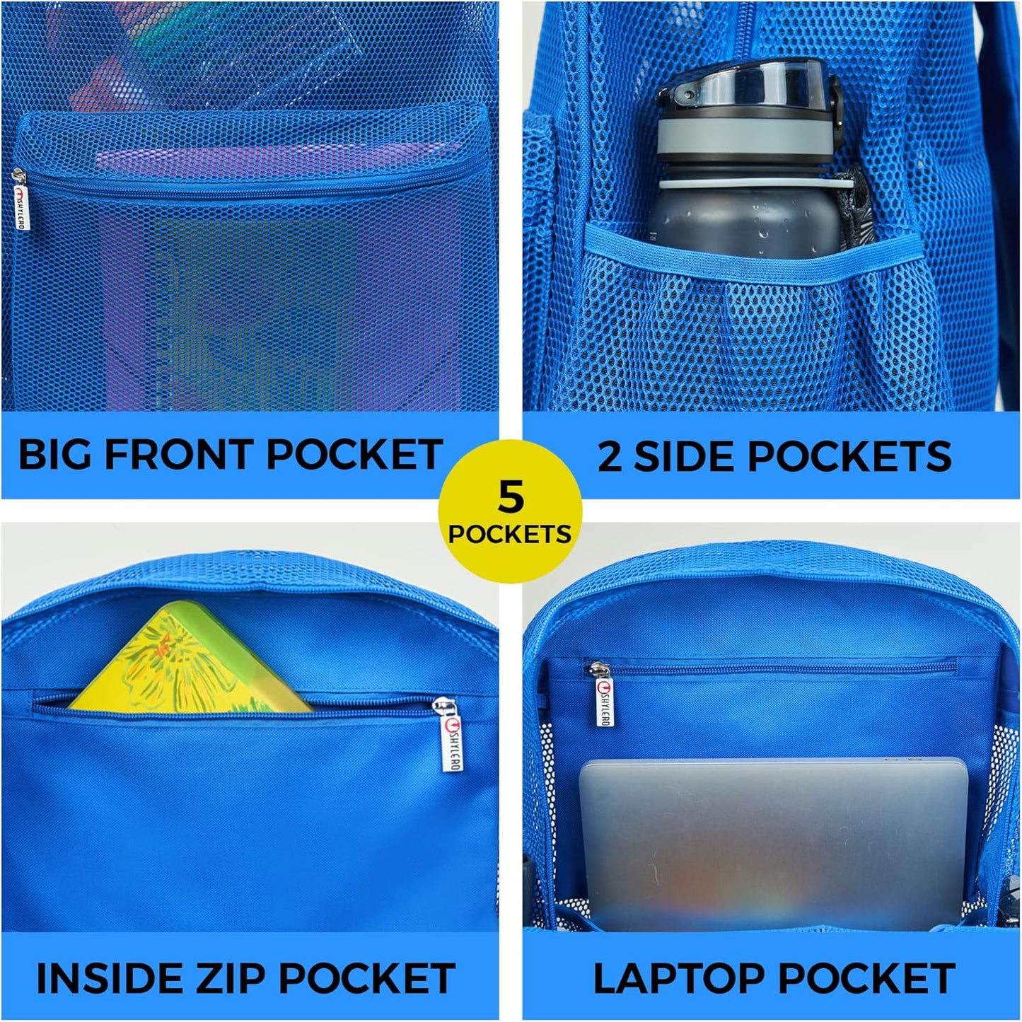 SHYLERO Mesh Backpack XXL (36L) - Lightweight Heavy-Duty Clear Backpack Made of Reinforced 3D Mesh - H19.6 xW15 xD7