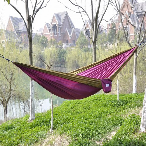 Light Blue Portable Nylon Camping Hammock - Lightweight Travel Gear for Outdoor Adventures