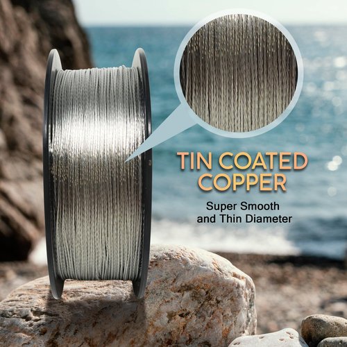 Reaction Tackle Copper Trolling Wire - Copper Fishing Line - Corrosion Resistant Tin Coated Copper Super Smooth and Thin Diameter to Reach Deeper Depths 45LB / 300 Foot