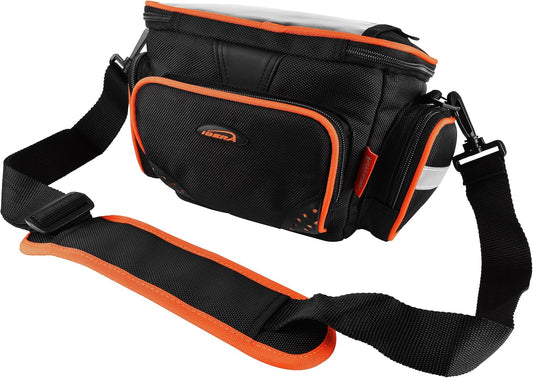 Ibera Bike Handlebar Bag - Clip-On Bikes Bag with Transparent Lid for Maps - with Shoulder Strap, Rain Cover & Reflective Trim - Water-Resistant Bike Accessories - Fits 22.2–31.8 mm Handlebars