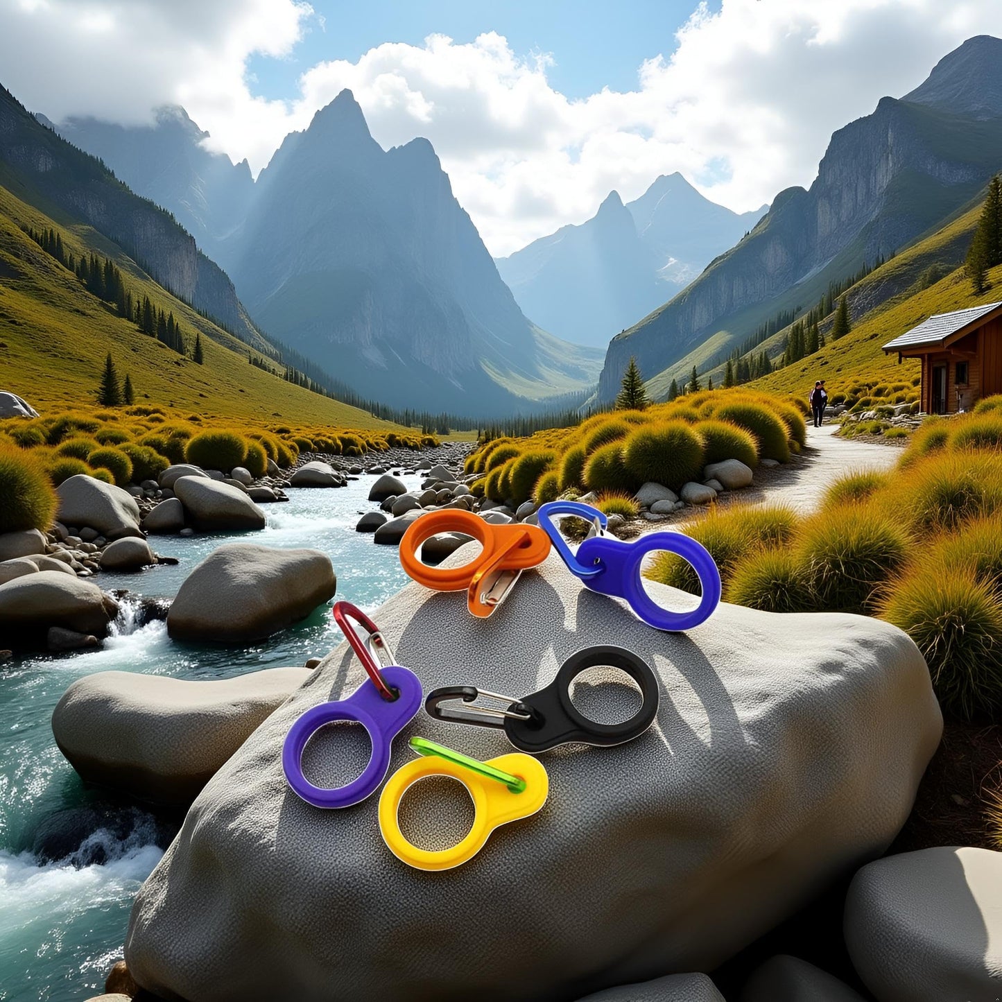 6 Pcs Silicone Water Bottle Buckle with Carabiner Clip Portable Secure Bottle Holder Water Bottle Hanging Rings Silicone Water Bottle Buckle Portable Hiking Camping Water Bottle Accessories