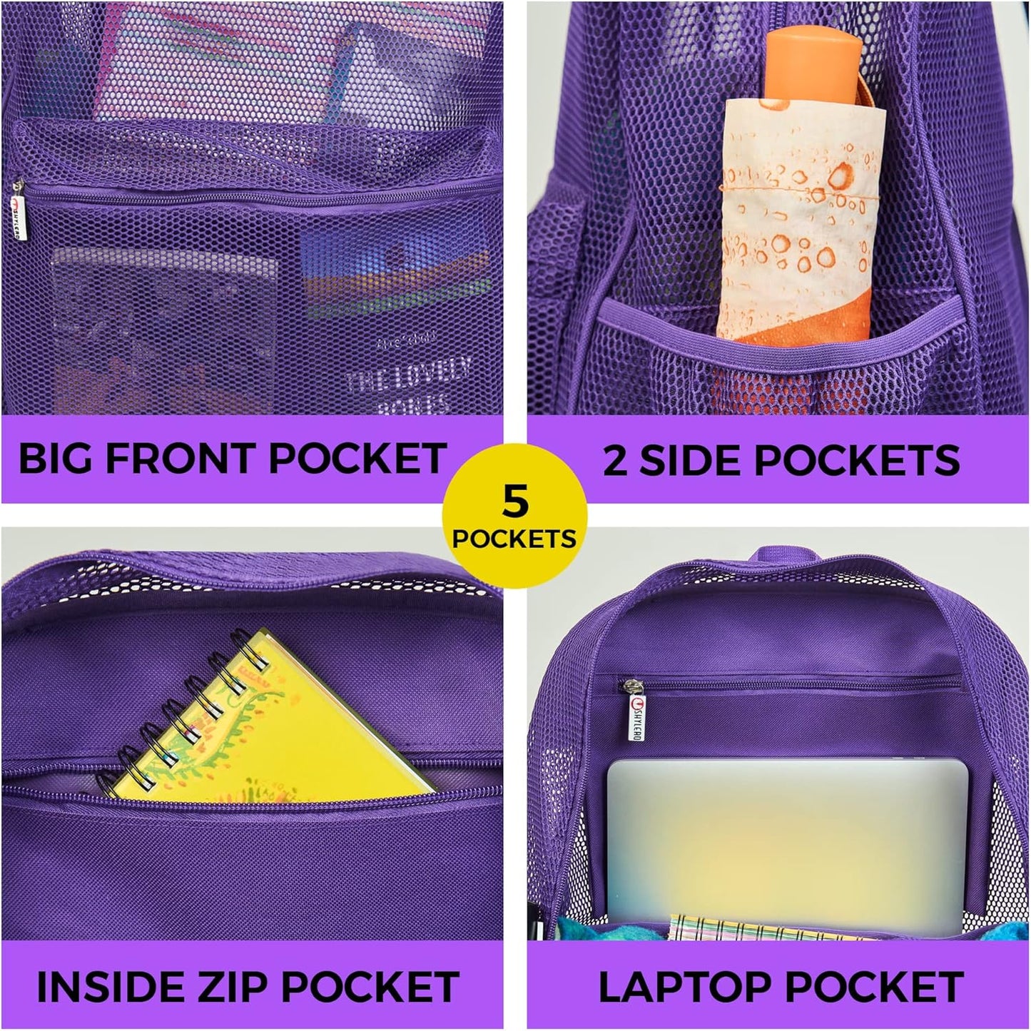 SHYLERO Mesh Backpack XXL (36L) - Lightweight Heavy-Duty Clear Backpack Made of Reinforced 3D Mesh - H19.6 xW15 xD7