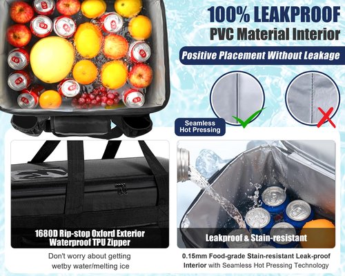 MyLifeUNIT 80 Cans Insulated Cooler Bag for Food & Pizza Delivery Bag Suitable for Car, Bike, Camping, Picnic, Beach, XXX-Large Size