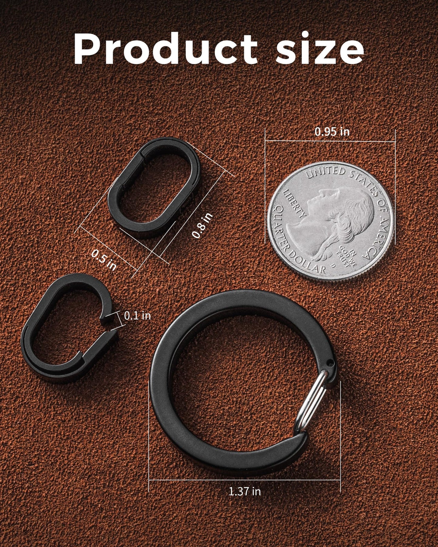 FEGVE Round Keychain Carabiner Clip with Titanium Mini Connecting Key Chain Rings for EDC