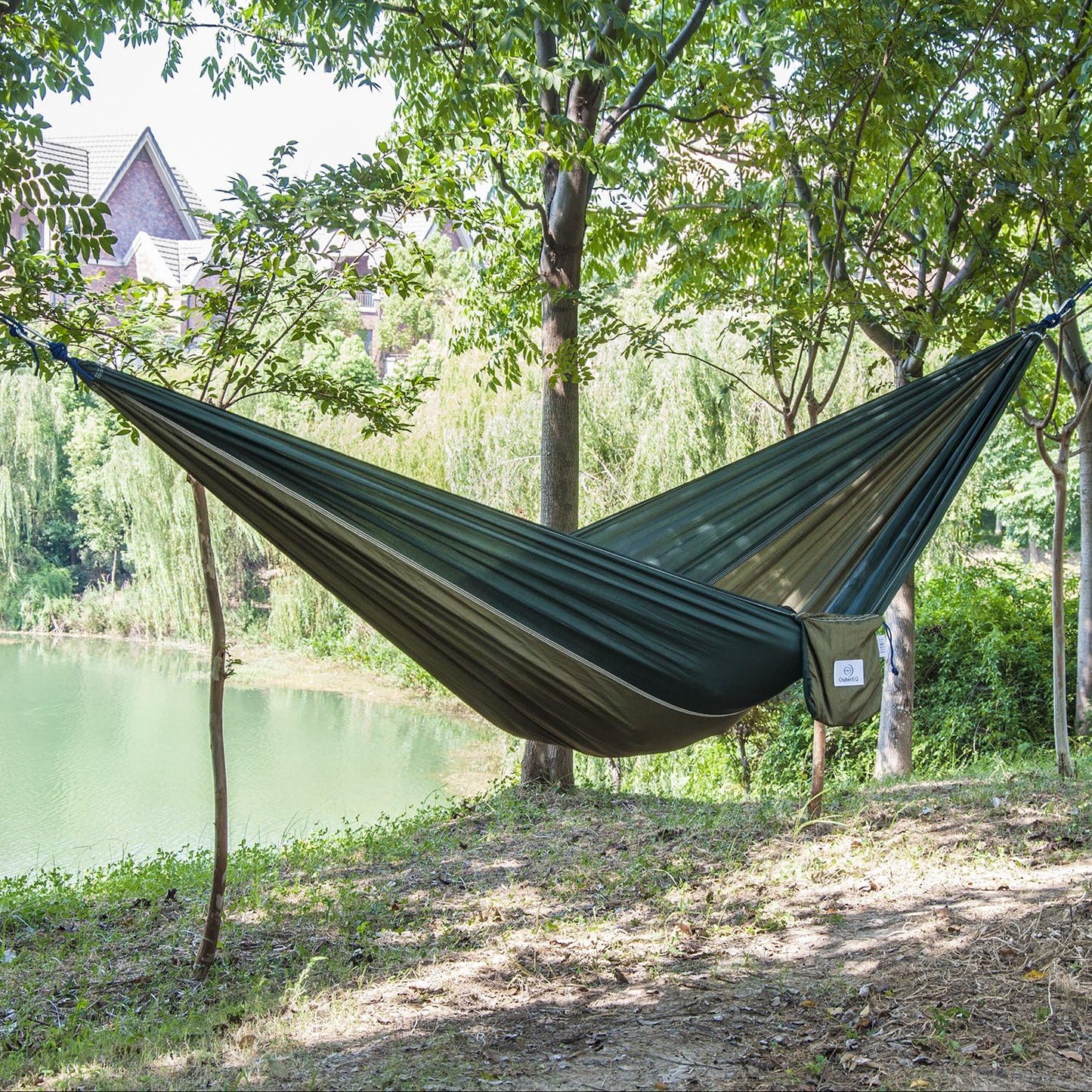 Portable Nylon Fabric Travel Camping Hammock Light Blue/Blue