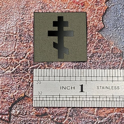 Mini Orthodox Cross Crucifix Tactical Morale Patch [Ranger Green,Black]